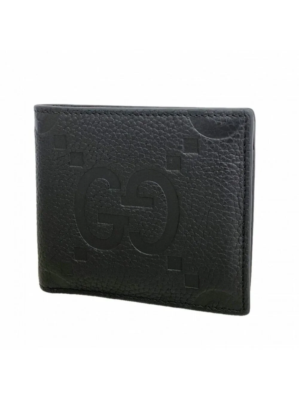 Gucci Wallet Jumbo GG Leather Black Silver